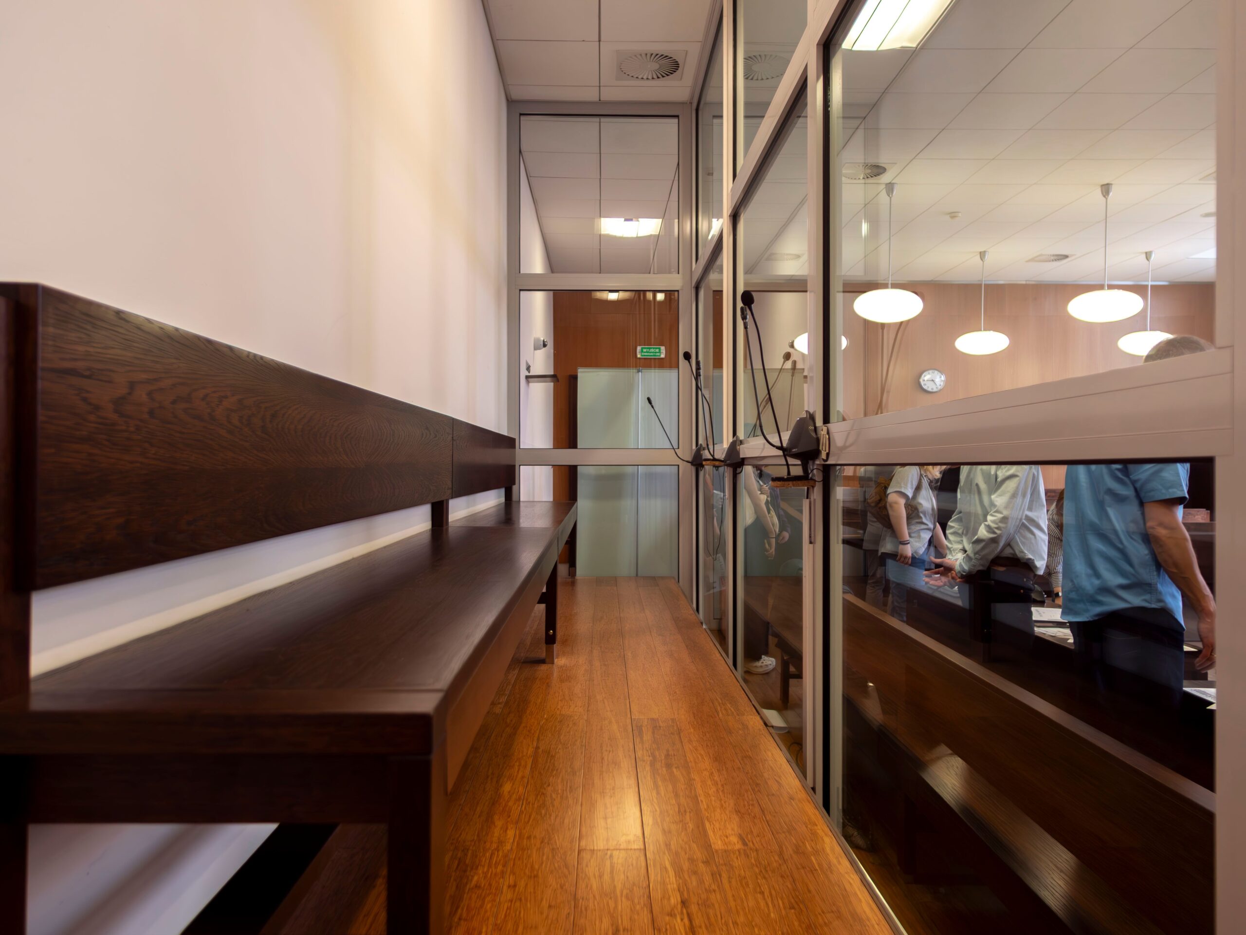 HM Courts and Tribunals building interior with wood flooring